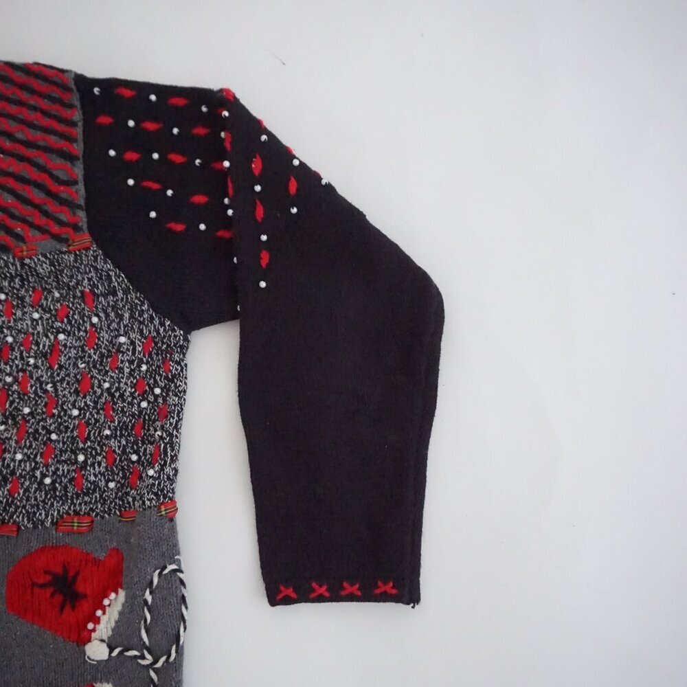 Vintage Designers Originals Studio Snowflake Ornament Patchwork Knit Cardigan M - Picture 4 of 10